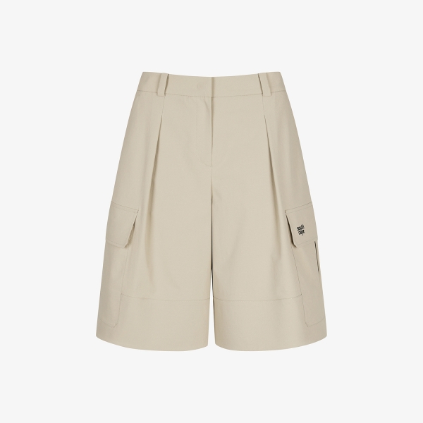 사우스케이프 여성 아웃포켓 와이드 버뮤다 팬츠_베이지