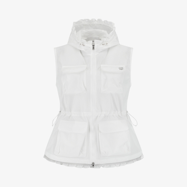 사우스케이프 여성 후드 스트링 베스트 점퍼_화이트