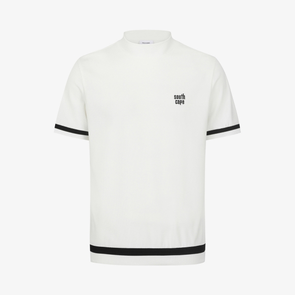 사우스케이프 남성 백 로고 모크넥 티셔츠_화이트