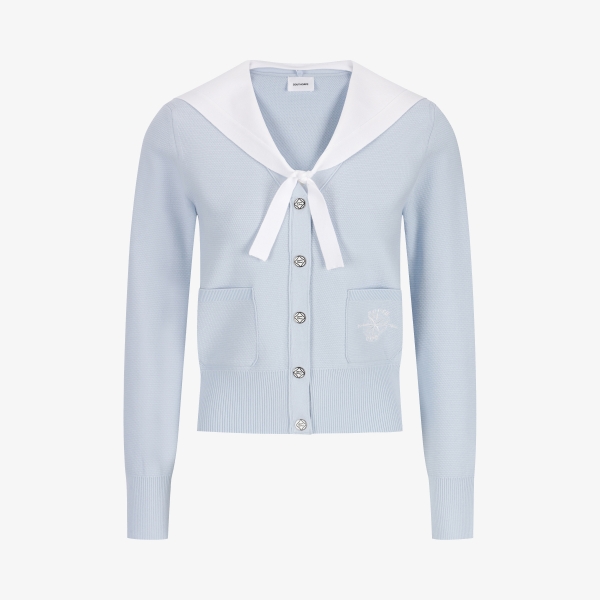 여성 사우스크로스 세일러 카라 니트 가디건_블루