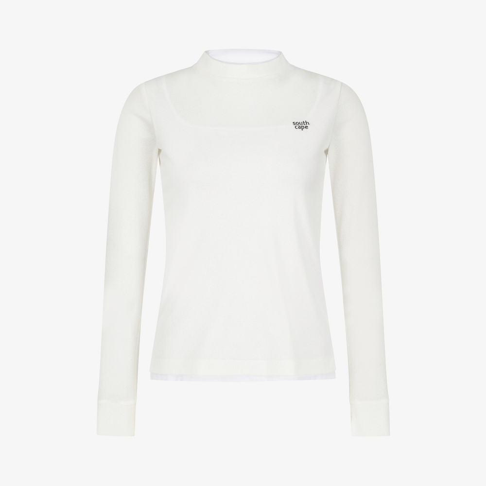 사우스케이프 여성 니트라이크 롱슬리브 티셔츠_화이트