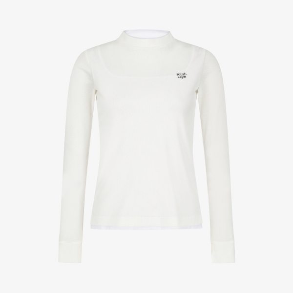 사우스케이프 여성 니트라이크 롱슬리브 티셔츠_화이트