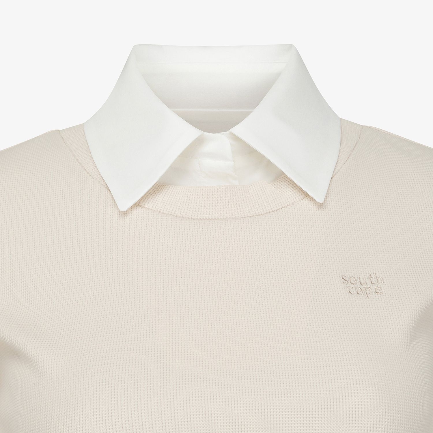 사우스케이프 여성 레이어드 카라 티셔츠_라이트 베이지