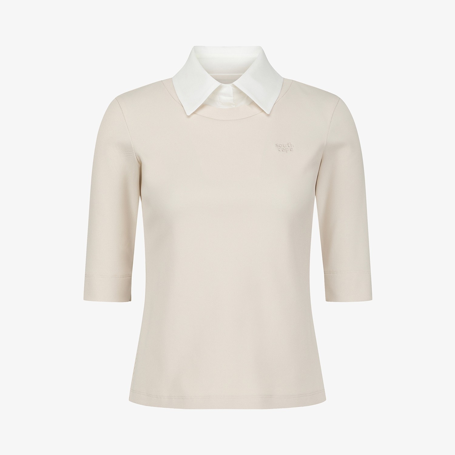 사우스케이프 여성 레이어드 카라 티셔츠_라이트 베이지