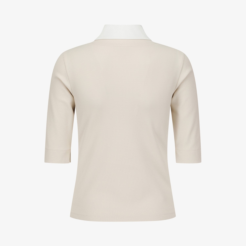 사우스케이프 여성 레이어드 카라 티셔츠_라이트 베이지