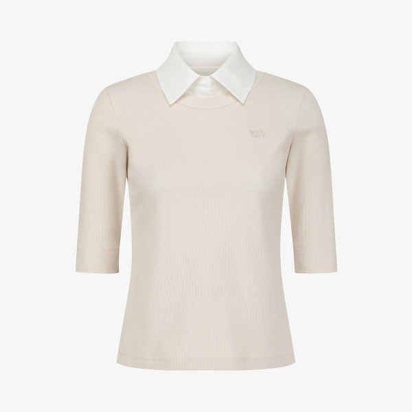 사우스케이프 여성 레이어드 카라 티셔츠_라이트 베이지