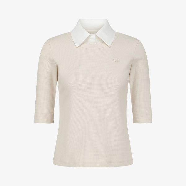 사우스케이프 여성 레이어드 카라 티셔츠_라이트 베이지