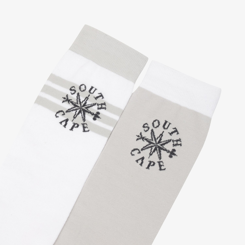 여성 사우스크로스 언밸런스 스트라이프 니삭스_라이트 그레이