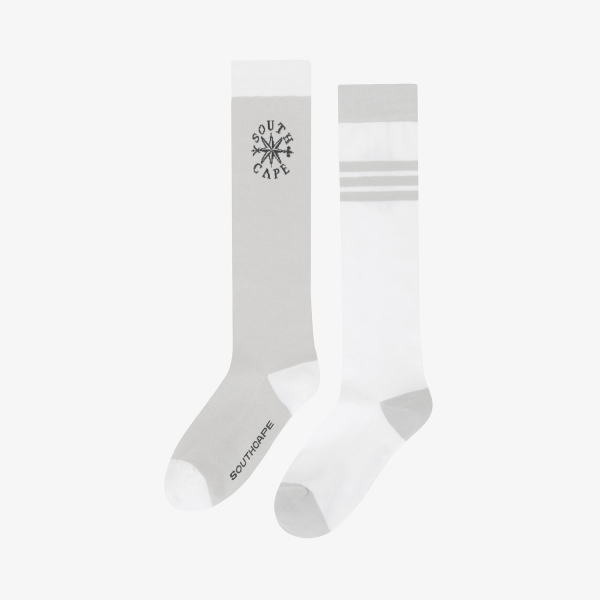 여성 사우스크로스 언밸런스 스트라이프 니삭스_라이트 그레이