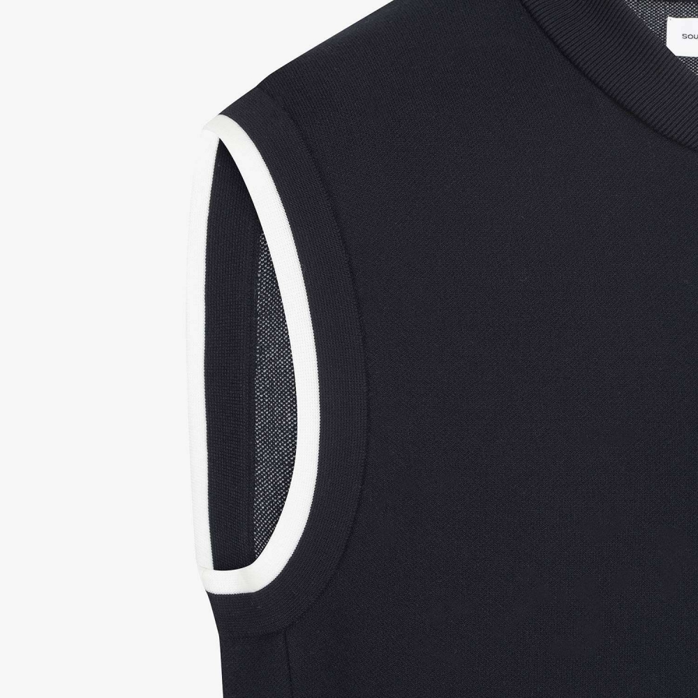 사우스케이프 남성 남해 헤리티지 풀집업 니트 베스트_네이비