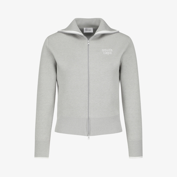 사우스케이프 여성 세일러 풀집업 니트 가디건_그레이