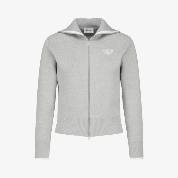 사우스케이프 여성 세일러 풀집업 니트 가디건_그레이