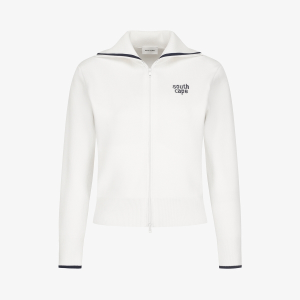 사우스케이프 여성 세일러 풀집업 니트 가디건_화이트