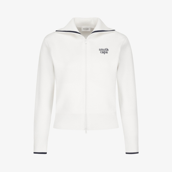 사우스케이프 여성 세일러 풀집업 니트 가디건_화이트
