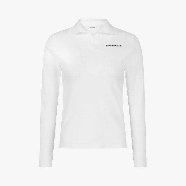 사우스케이프 여성 골지 카라 롱슬리브 니트_화이트