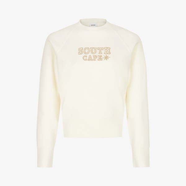사우스케이프 여성 로고 포인트 니트 풀오버_아이보리