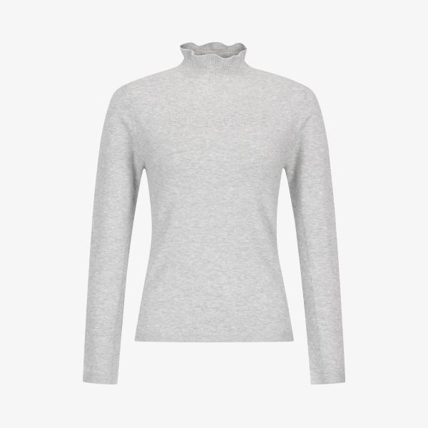 사우스케이프 여성 홀가먼트 로고 하이넥 니트 풀오버_라이트 그레이