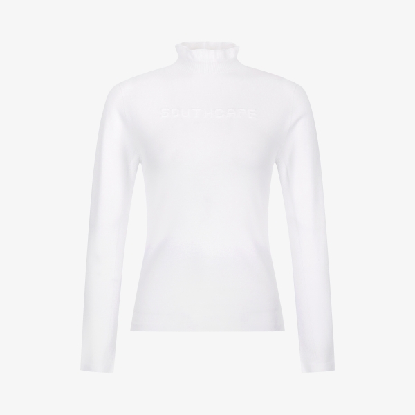 사우스케이프 여성 홀가먼트 로고 하이넥 니트 풀오버_화이트