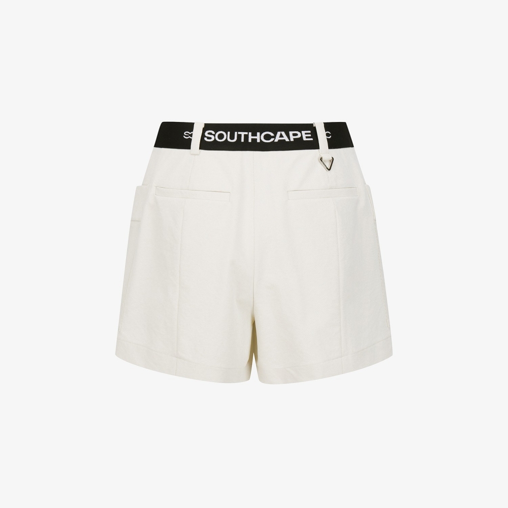 사우스케이프 여성 데님라이크 아웃포켓 큐롯 팬츠_라이트 베이지