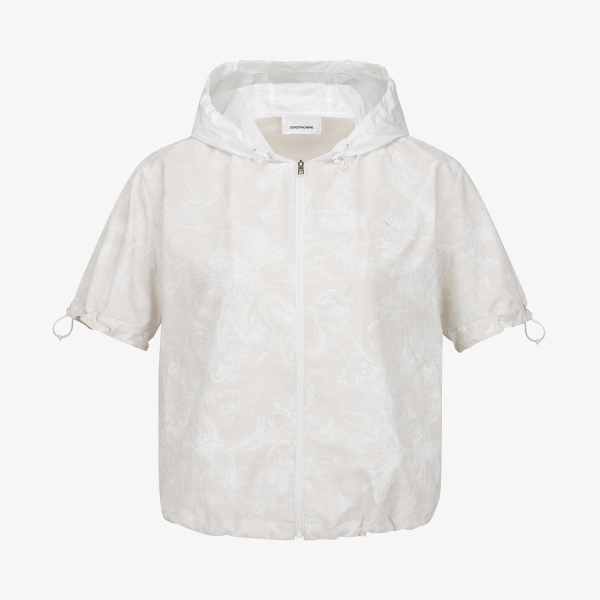 사우스케이프 여성 블러썸 패턴 후드 집업 점퍼_라이트 베이지