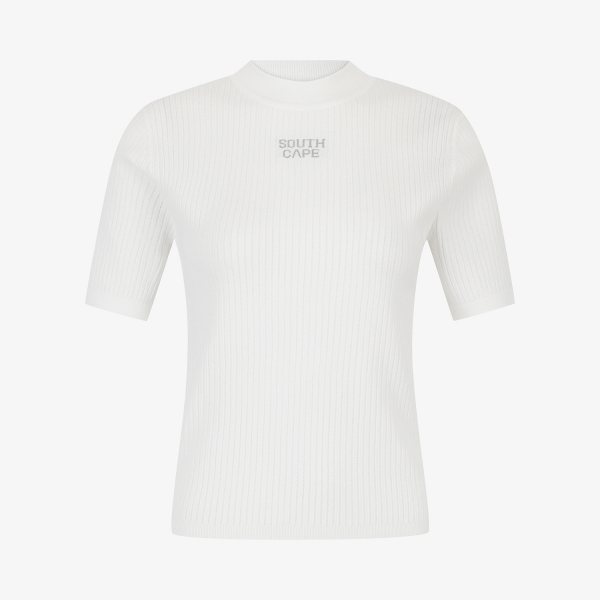 여성 사우스크로스 쿨터치 골지 니트_화이트