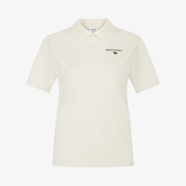 사우스케이프 여성 16 로고 카라 니트_크림