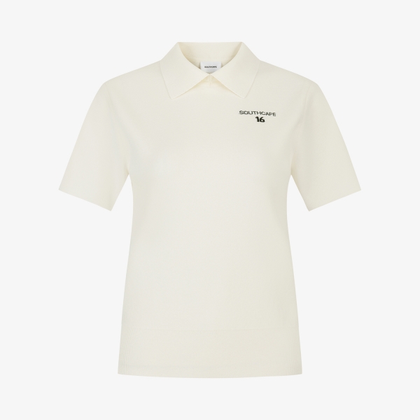 사우스케이프 여성 16 로고 카라 니트_크림