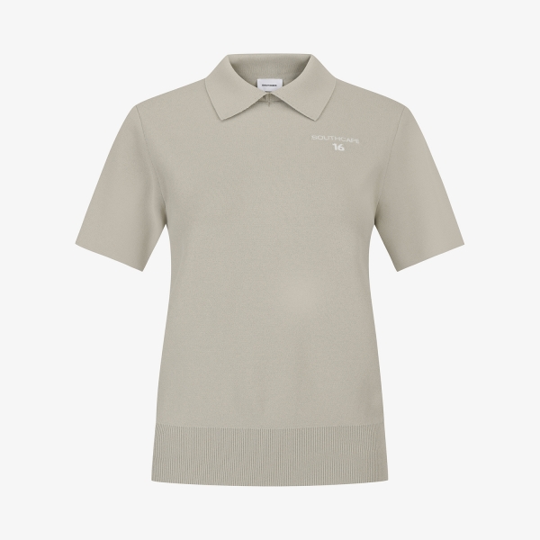 사우스케이프 여성 16 로고 카라 니트_라이트 카키