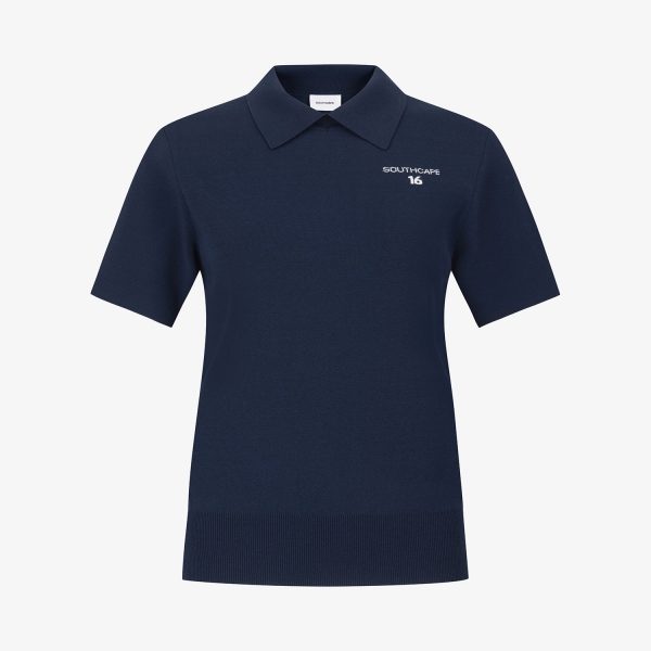 사우스케이프 여성 16 로고 카라 니트_네이비