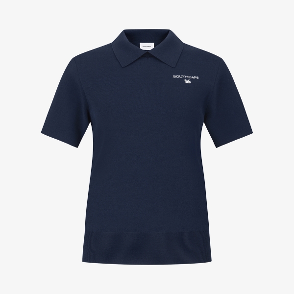 사우스케이프 여성 16 로고 카라 니트_네이비