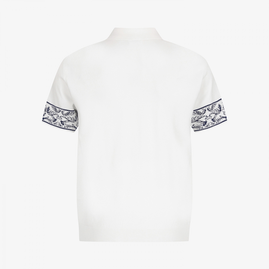 남성 사우스크로스 소매 패턴 카라 반팔 니트_화이트