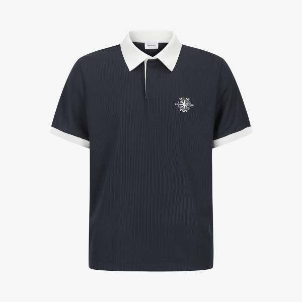 남성 사우스크로스 배색 포인트 저지 카라 티셔츠_다크 네이비