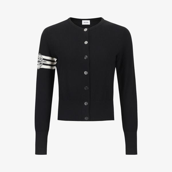 여성 사우스크로스 라운드넥 니트 가디건_블랙