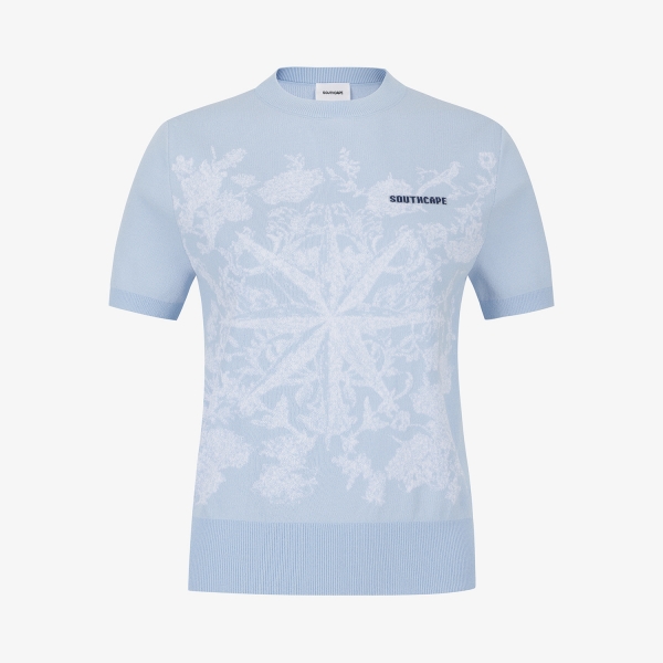 여성 사우스크로스 네이처 자카드 니트_블루