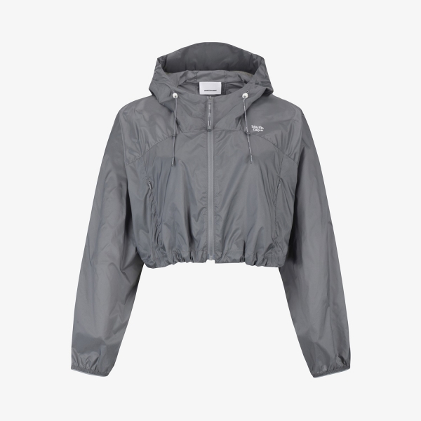 사우스케이프 여성 크롭 후드 윈드 점퍼_그레이