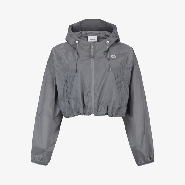 사우스케이프 여성 크롭 후드 윈드 점퍼_그레이