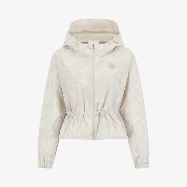 사우스케이프 여성 블러썸 패턴 후드 집업 점퍼_라이트 베이지
