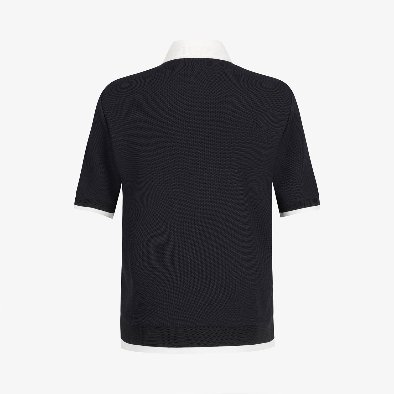 사우스케이프 여성 배색 카라 피케 티셔츠_블랙