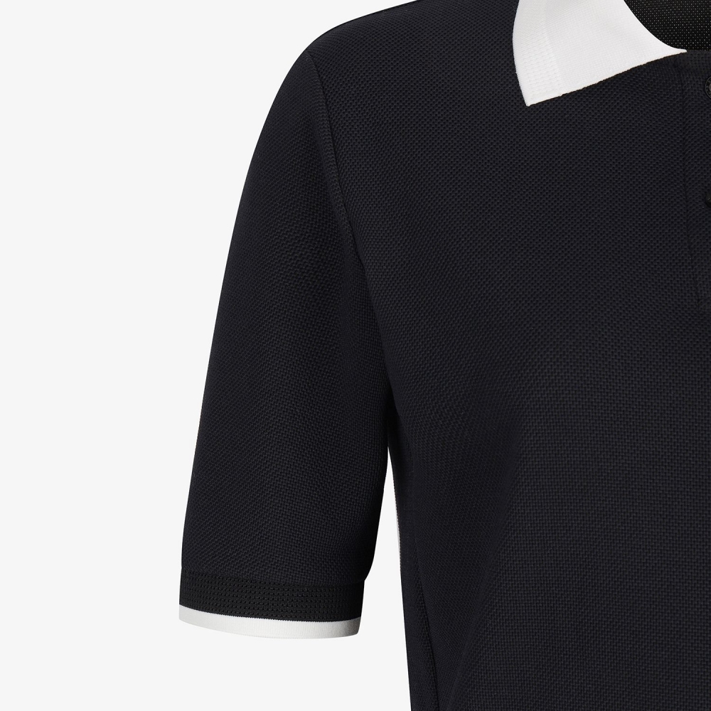 사우스케이프 여성 배색 카라 피케 티셔츠_블랙