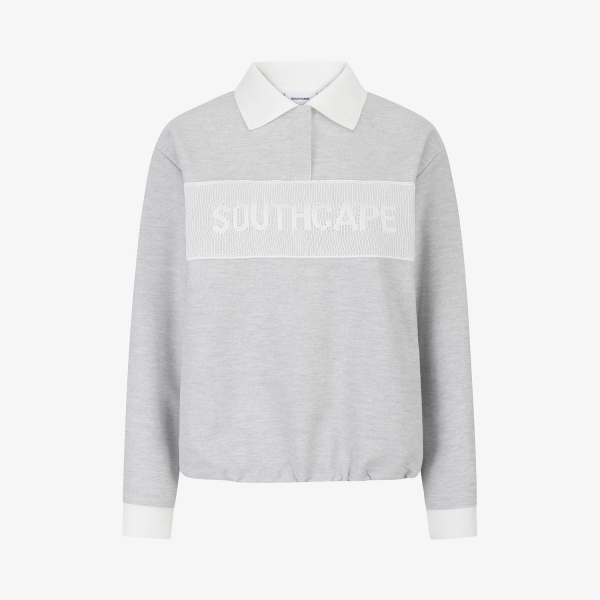 사우스케이프 여성 배색 카라 티셔츠_라이트 그레이