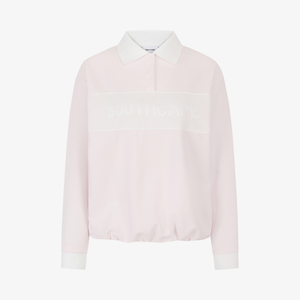 사우스케이프 여성 배색 카라 티셔츠_라이트 핑크