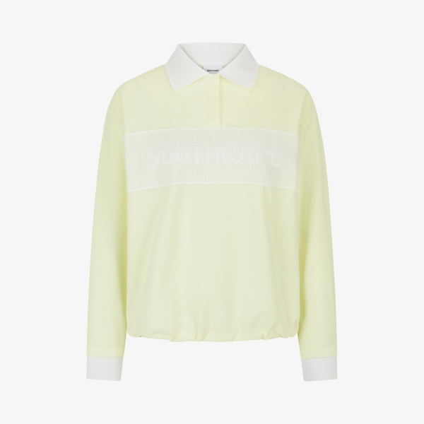 사우스케이프 여성 배색 카라 티셔츠_라이트 옐로우