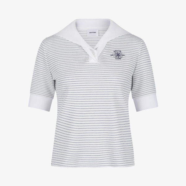 여성 사우스크로스 스트라이프 세일러 카라 티셔츠_네이비