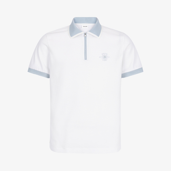 사우스케이프 남성 배색 카라 집업 티셔츠_아이스