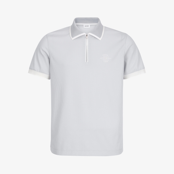 사우스케이프 남성 배색 카라 집업 티셔츠_라이트 그레이