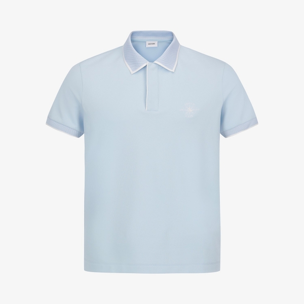 사우스케이프 남성 배색 라인 카라 반팔 티셔츠_라이트 블루