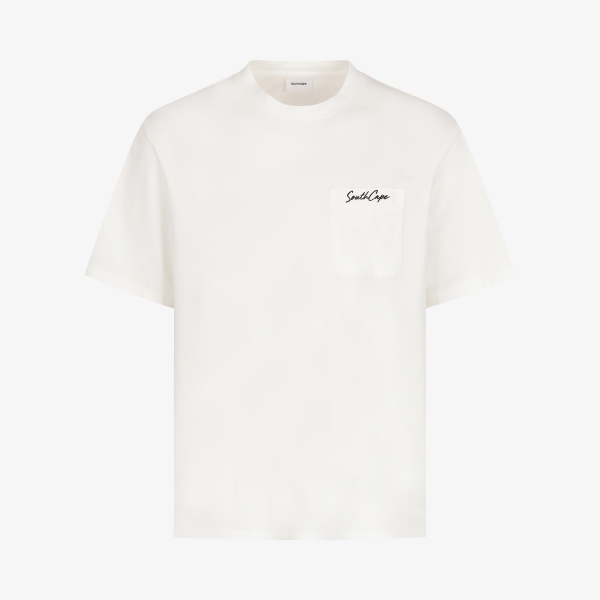사우스케이프 남성 아트웍 라운드넥 반팔 티셔츠_화이트