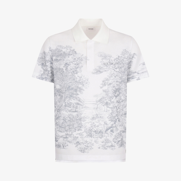 사우스케이프 남성 남해 헤리티지 그래픽 카라 티셔츠_화이트