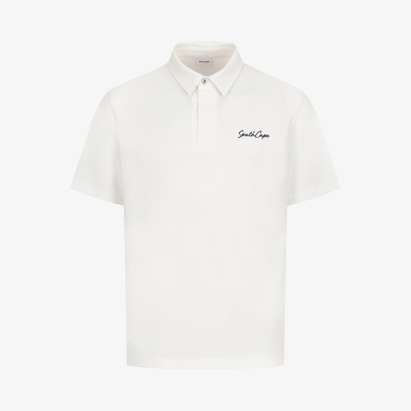 사우스케이프 남성 남해 헤리티지 아트웍 카라 티셔츠_화이트