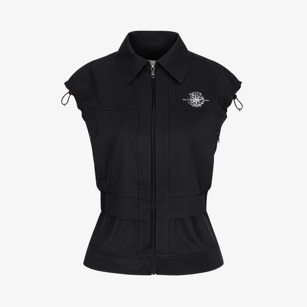 여성 사우스크로스 우븐 카라 베스트_다크 네이비